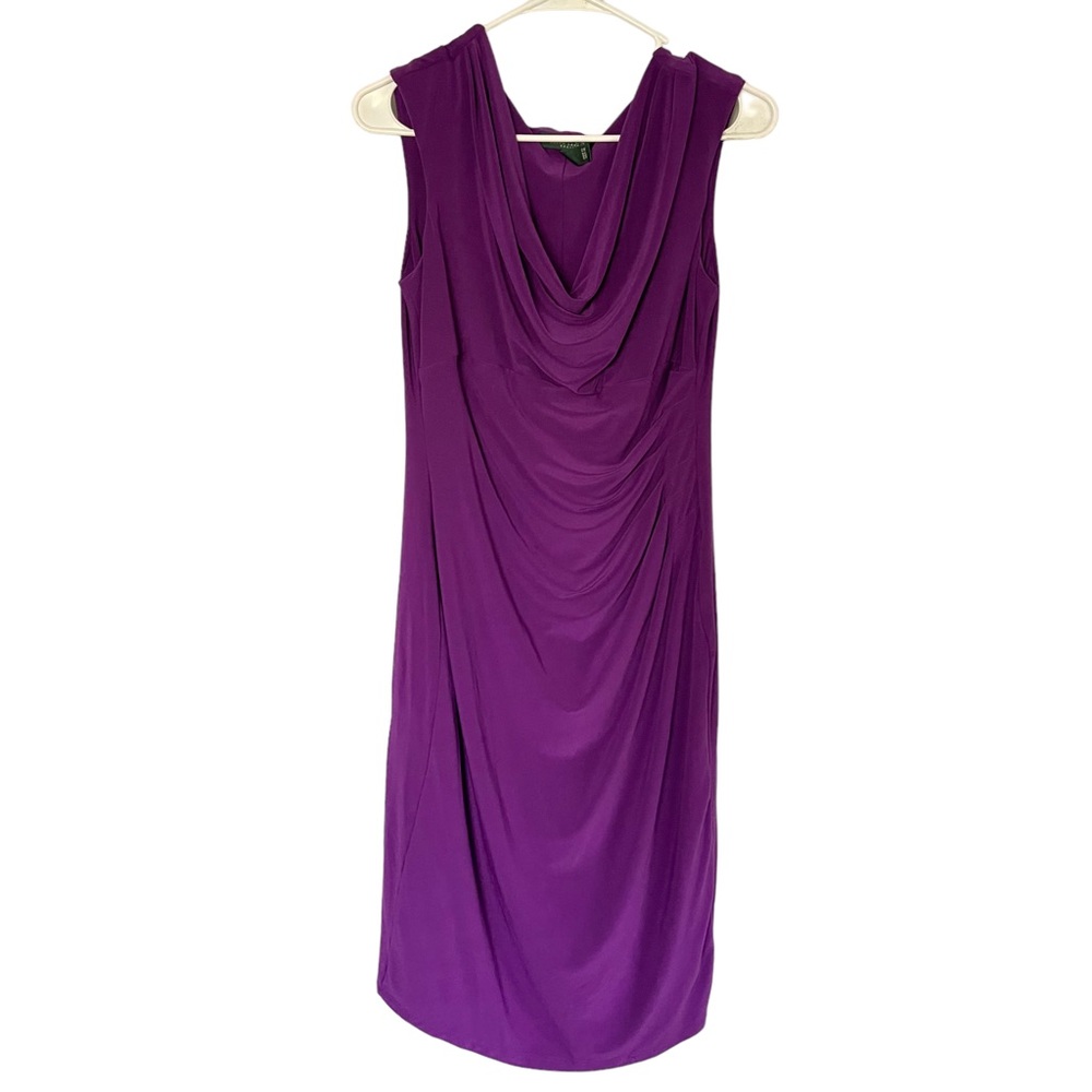 Lauren Ralph Lauren Drape Sleeveless Knit Sheath Dress Knee Length Purple sz 12